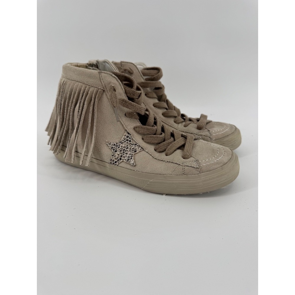 Boho Fringe zip High Top Sneakers 7 Suede Star Western Festival Coastal Cowgirl